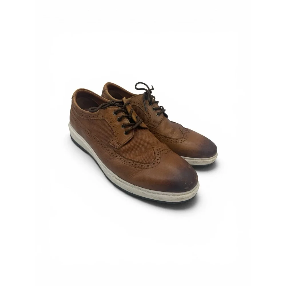 Johnston & Murphy Mens Wingtip Oxford Leather Shoes Brown 10.5M J&M‎ Flex